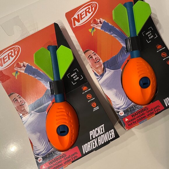 Nerf Mini Foam Vortex Aero Howler Football (TWO!) Whistling Sports Toy (new/h) - Picture 5 of 9